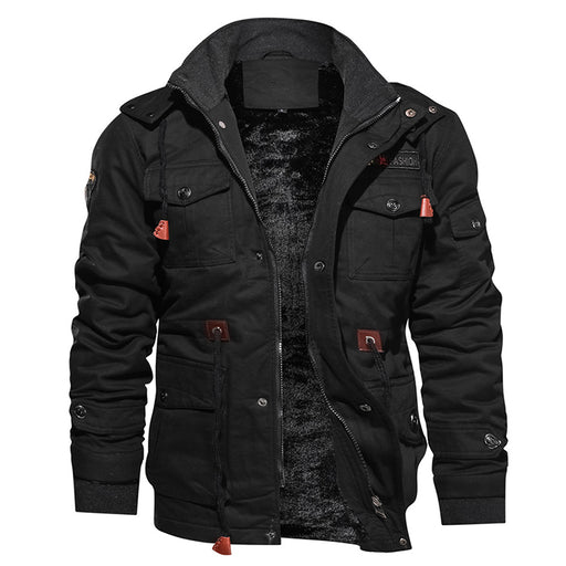 Men Winter Fleece Jacket Warm Hooded Coat Thermal Thick Outerwear Male Military Jacket - Mithdizonee
