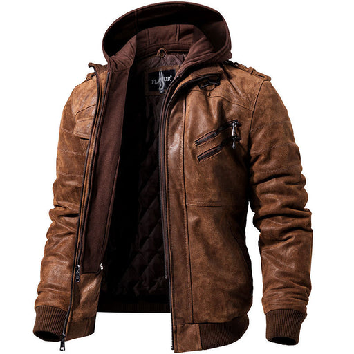 Winter Fashion Motorcycle Leather Jacket Men Slim Fit Oblique Zipper PU Jackets Autumn Mens Leather Biker Coats Warm Streetwear - Mithdizonee