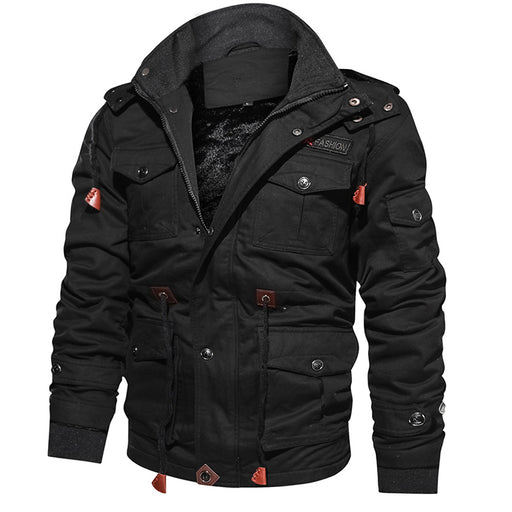 Men Winter Fleece Jacket Warm Hooded Coat Thermal Thick Outerwear Male Military Jacket - Mithdizonee